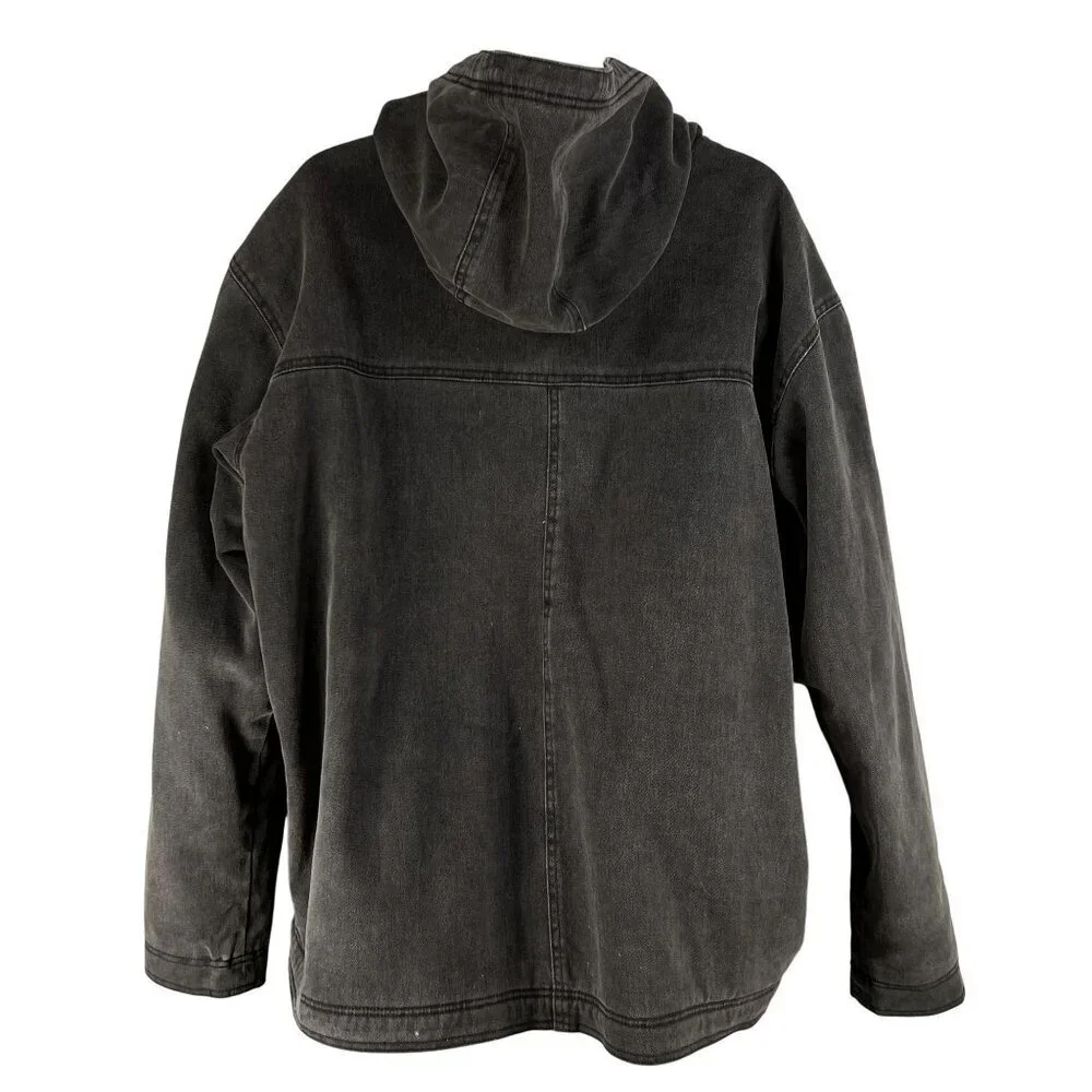 Wolverine Mens XXL Duck Hooded Full-Zip Chore Jacket Sherpa Lined Gray Outerwear